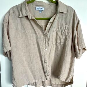 Michael Stars Beige Button-Up Shirt Medium